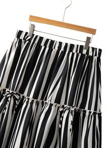 GlowEve CURVE Chân váy midi kẻ sọc dệt ôm sát cỡ lớn thanh lịch - Màu be - Xem 3