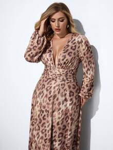 Maija 大码豹纹长袖连衣裙，女士冬装，圣诞连衣裙，圣诞装，新年装，派对连衣裙，浪漫，时尚，百搭，舒适，优雅，适合女性约会之夜，商务休闲 - 彩色 - 查看 7