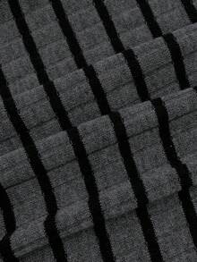 EgrlEra 女式时尚黑灰条纹长袖连衣裙