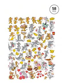 TOM & JERRY X SHEIN Bộ sticker hoạt hình dễ thương, sticker trang trí, bộ decal phù hợp cho ốp điện thoại, laptop, album thủ công tự làm, sổ tay Bullet Journal, sổ lưu niệm. - Nhiều màu - Xem 3