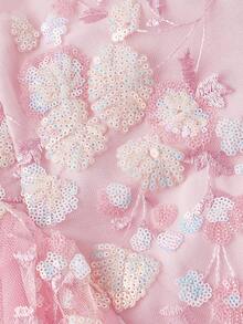 SHEIN MOD 女士粉色亮片刺绣浪漫优雅露背连衣裙，正式礼服，派对礼服，约会礼服，新年礼服，情人节礼服，跨年夜礼服，亮片连衣裙，闪光连衣裙，粉色闪光连衣裙，粉色花朵连衣裙，仙女风连衣裙，闪亮连衣裙，粉色鸡尾酒礼服，跨年夜，乡村音乐会服装 - 淺粉色 - 查看 5