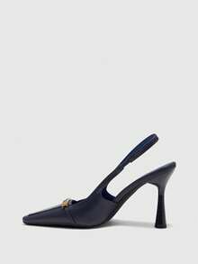 CUCCOO BIZCHIC Giày cao gót đế xuồng da bóng màu đen thời trang dành cho nữ, thích hợp cho đi làm, hẹn hò, tụ tập, tiệc tùng và các dịp khác - Màu xanh lam - Xem 10