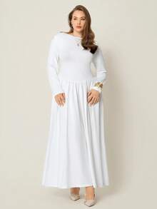 Auralis Váy dài tay cỡ lớn dành cho nữ, Váy dài quá khổ, Quần áo mùa thu, Váy trắng đơn giản và thanh lịch, Quần áo nữ duyên dáng Quần áo mùa thu dành cho nữ Váy sinh nhật dành cho nữ, Váy trắng Váy mùa thu sang trọng thanh lịch dành cho nữ Váy kín đáo Váy công sở - trắng - Xem 8