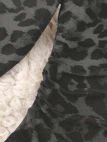 Franclia Body de manga larga con hombros transparentes y estampado de leopardo para mujer - Gris - Ver 7