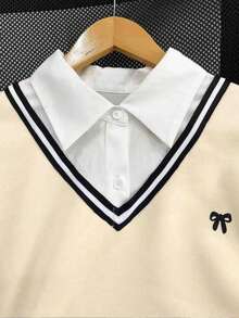 Resyla Áo nỉ thể thao cổ bẻ màu cỡ lớn dành cho nữ, phong cách đại học - Màu be - Xem 4