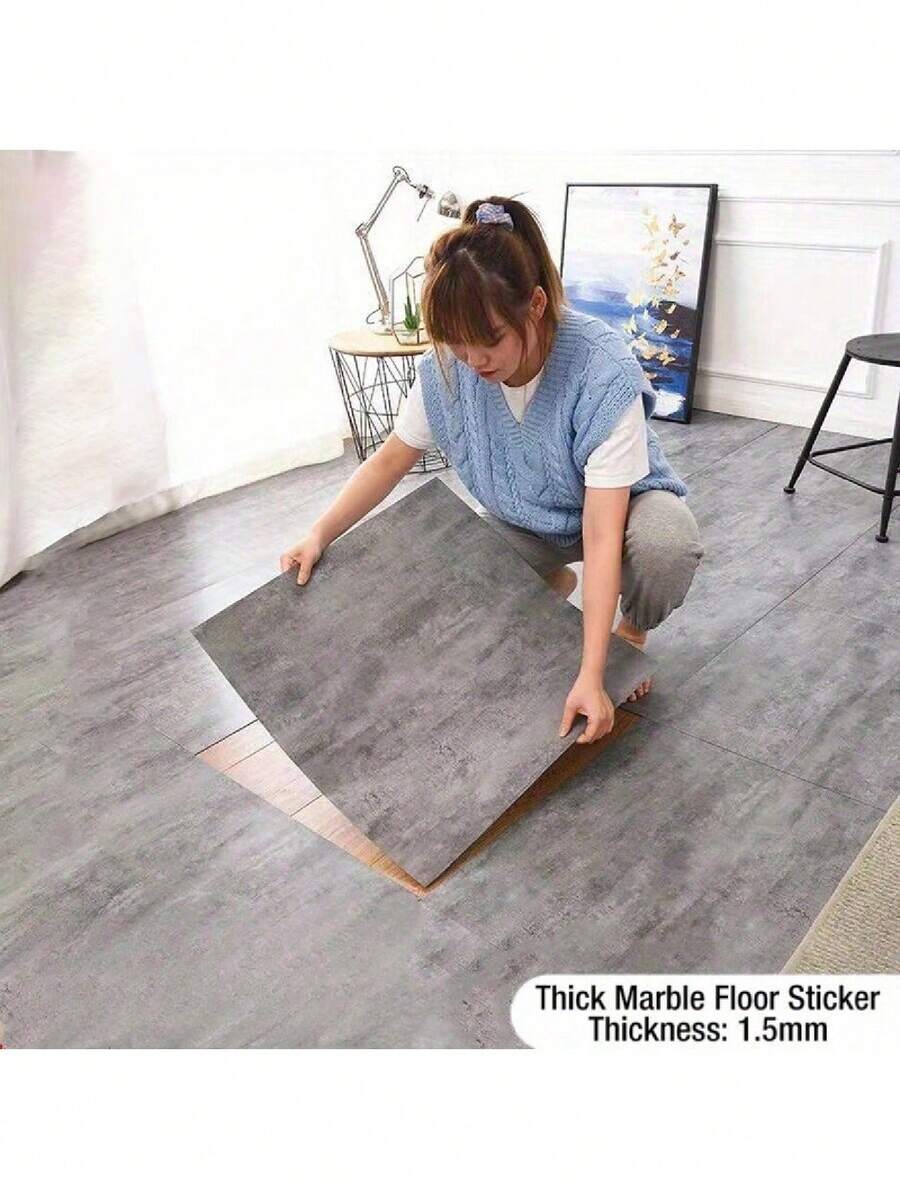 12/24pcs Faux Marble Tile Sticker, Thick PVC Waterproof Self-Adhesive Decals For Living Room, Bathroom, Kitchen, Floor And Wall Decoration Room Decor Home Decor Wallpapers Wall Paper Wallpaper Wall Stickers Wall Sticker Kitchen Accessories Kitchen Items Kitchen Decor Floor Tiles Flooring Floor Tiles Self Adhesive Floor Tiles Peel Stick Living Room Decor - 彩色 - 查看 1
