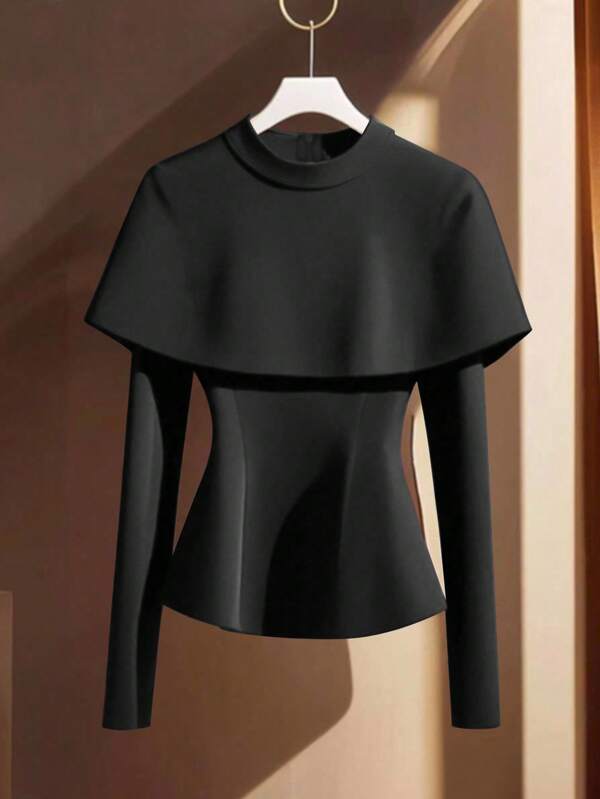 GlowEve เสื้อเบลาส์ทรงปอนโชแขนยาวสีพื้นสำหรับผู้หญิง ดีไซน์หรูหรา ขนาดมาตรฐาน สำหรับฤดูใบไม้ร่วง/ฤดูหนาว