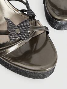 CUCCOO LuxiPop Sandalias de tacón alto de mujer con puntera redonda, tacón grueso y correa anudada de moda - Gris Oscuro - Ver 7