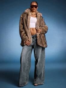 Normani Drawstring Denim Trousers Spring 90's Y2k Cute Elegant Casual Vacation Summer Western Holiday Concert Fall Autumn Winter Nashville Casual Fall Autumn Back To School Office Work - Blue - View 3