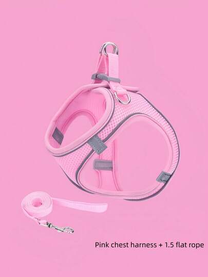 Dog Harness Leash Set For Small Medium Dogs, French Bulldog Puppy No Pull Vest, Adjustable Soft Breathable Mesh, All Season Comfort Walk