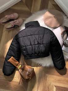 Chaqueta reversible de moda para niña preadolescente en invierno - Negro - Ver 2