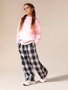 SUMWON Wide Leg Plaid Check Pants For Girls Casual School Palazzo Trousers With Drawstring Waist - Multicolor - View 2