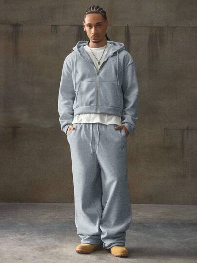 AXEPEAK Men's Solid Color Long Sleeve Zip-Up Hoodie And Sweatpants Casual Suit, Autumn/Winter