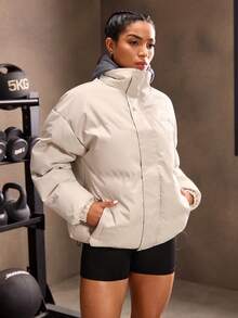 Powerista Women's Long Sleeve Drawstring Hooded Sports Jacket, 2 In 1, Winter - Khaki - View 3