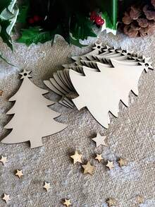 10-100个DIY木制装饰品，未完成的木制树挂饰，适用于DIY工艺品、圣诞节、家居派对装饰、最佳礼物、生日家居装饰、圣诞节装饰、房间装饰等。 - 米色 - 查看 2