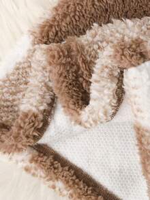 SHEIN Tween Girls' Plaid Reversible Thermal Lined Thick Teddy Jacket With Cute 3D Ear Hood, Casual Autumn/Winter - Brown - View 6