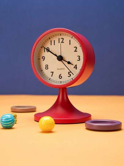 Joivida 1 pieza Reloj despertador redondo de metal estilo nórdico, reloj de mesa vintage y creativo silencioso, reloj de mesita de noche con luz nocturna para estudiantes, decoración de habitación, decoración del hogar (sin batería incluida), decoración del hogar, regalos de decoración de habitación, reloj digital para dormitorio, decoración de dormitorio, suministros escolares