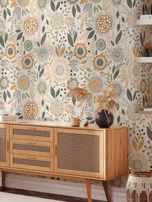 17.7 英寸 * 6.5/9.8 英尺 * 1 件简约波西米亚花卉可撕可贴树叶壁纸，防水可移除，墙贴，家居装饰，墙壁艺术，墙壁装饰，房间装饰，翻新贴纸可撕墙板，墙纸，壁纸，春季装饰品让您的家焕然一新，拉玛装饰贴纸