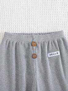Cozy Pixies 婴儿/幼儿卡通绵羊刺绣针织柔软罗纹弹力腰束脚裤，百搭舒适可爱长裤 - 彩色 - 查看 5