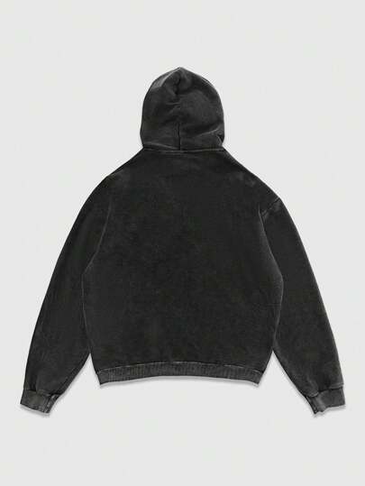 Street Life Black Snowflake Print Hooded Sweatshirt For Men, No Pocket