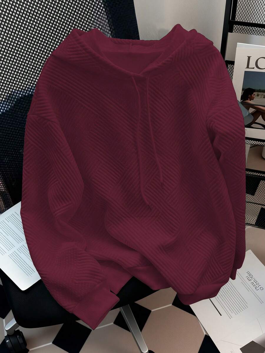 GlowEve بلوزة كاجوال للنساء بلون أحادي، متعددة الاستخدامات للخريف - عنابي اللون - مشاهدة 1