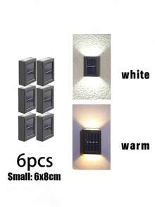 1-6 Peças Luzes de Parede Solares, Luzes Solares LED para Jardim Externo, Luminárias Decorativas de Parede para Jardim, Lâmpadas de Parede de Plástico Impermeáveis de 2 Cabeças para Iluminação Externa, Iluminação de Rua, Decoração de Varanda, Pátio e Gramado de Casa - Multicolorido - Visão 14