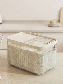 Clear Color Household Sealing Sliding Lid Rice Storage Container, Flour, Grains Cereal Dispenser,Sealed Rice Bucket For Household Use, Insect-Proof And Moisture-Proof Rice Storage Box, Latest Rice Storage Container, Moth-Proof Rice Tank - White - View 4