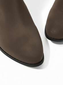 Styleloop Women's Casual Fashion Versatile Daily Simple Chunky Heel Ankle Boots, Suitable For Halloween, Christmas, Autumn Outfit, Cowgirl Outfit, Core, Western Style, Music Festival - Brown - View 10