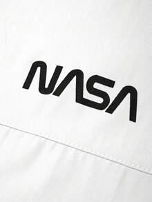 Manfinity Homme Plus Size Men's Letter Print Long Sleeve Zip Front Pocket Drawstring Hoodie Jacket - White - View 5