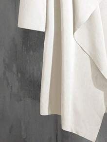 Manfinity Homme 男士时尚休闲纯色夹克连衣裙 男士白色长款卡夫坦长袍 男士白色连帽长衫 男士白色卡夫坦长袍 男士垂褶白色上衣 白色宽松男士上衣 - 米色 - 查看 3