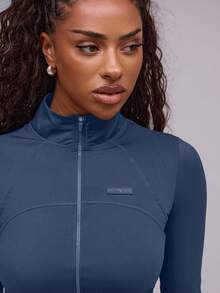 Musera Sport 立领拉链修身运动夹克，适合板网球、网球、匹克球健身 - 霧霾藍 - 查看 3