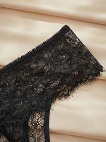 Charlaine Sexy Lace Thong Panties For Women, Daily Wear - Black - View 5