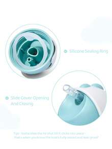 TOM & JERRY X SHEIN 260 毫升/8 盎司防漏硅胶吸管婴儿吸管杯，带可拆卸手柄，方便清洗，Tritan - 淺藍色 - 查看 4