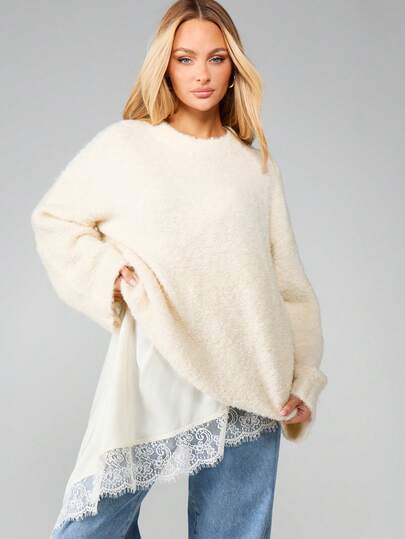 MISSGUIDED Oversized Boucle Jumper Long Sleeve Winter Knit Pullover