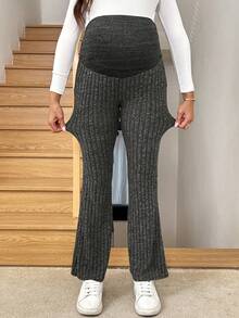 SHEIN Maternity Casual Versatile Commuting Flared Pants - Dark Grey - View 4