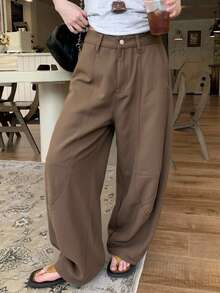 DAZY 女式标准腰哈伦裤设计休闲牛仔裤 - 卡其色 - 查看 5