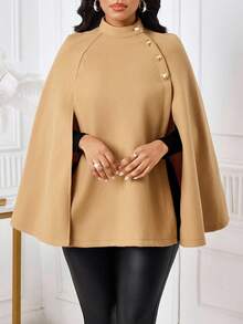 SHEIN Lady 女款秋季辦公駝色優雅大衣 - 卡其色 - 查看 4