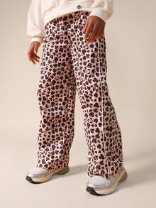 SUMWON Tween Girls Co-Ord Set Oversized Sweatshirt With Wide Leg Leopard Print Pants Casual Outfit Vacation - White - View 4