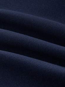 EASEVO 男士大码休闲拼接领落肩宽松卫衣，秋冬藏蓝色卫衣，大码男士卫衣，翻领卫衣 - 藍色 - 查看 5