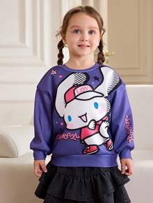 HELLO KITTY AND FRIENDS | SHEIN 少女休闲卡通图案圆领落肩卫衣，秋季