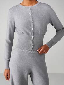 Missguided x Playboy Ribbed Knit Cardigan Set With Bunny Button Details For Casual Loungewear