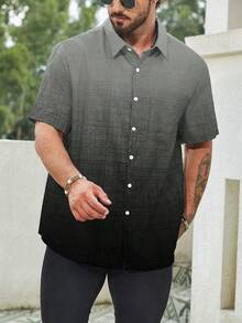 Manfinity Homme Short Sleeve Solid Color Casual Shirt, Suitable For Summer - Black - View 5