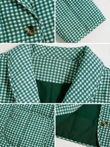 Calvaya 大码女式格子印花休闲宽松棉服外套，秋冬 - 綠色 - 查看 4