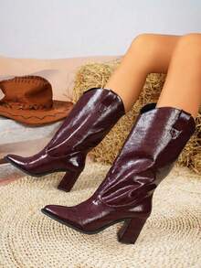Women Mid-Calf Boots - Red - View 3