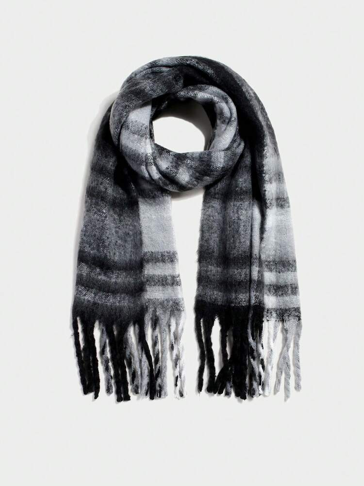 Ombre Gradient Scarf With Fringe