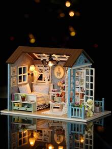 1 Set Mini DIY Handmade Assembly Vintage Style Miniature House Model Stress Relief Toy Birthday Gift For Friends Adult Craft Hobby Project Home Decor Relaxation Activity Creative Pastime