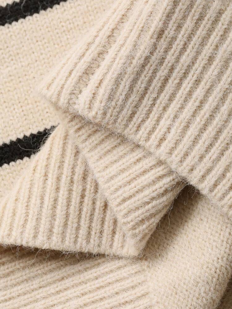 Toddler Boys' Colorblock Striped Polo Collar Long Sleeve Sweater