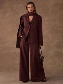 SHEIN BAE Pantalones rectos casuales para mujer - Óxido marrón - Ver 7