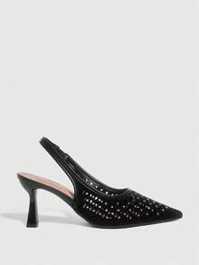 CUCCOO SZL Women's Rhinestone Embellished High Heel Shoes, Fashionable & Sexy Pointed Toe Pumps - Black - View 5