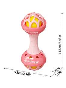 Zazumi 1PC Single Double Head Pink Bunny Rattle Teether Toy Baby Infant Sensory Learning Toy Chewable   Developmental Gift - Multicolor - View 6